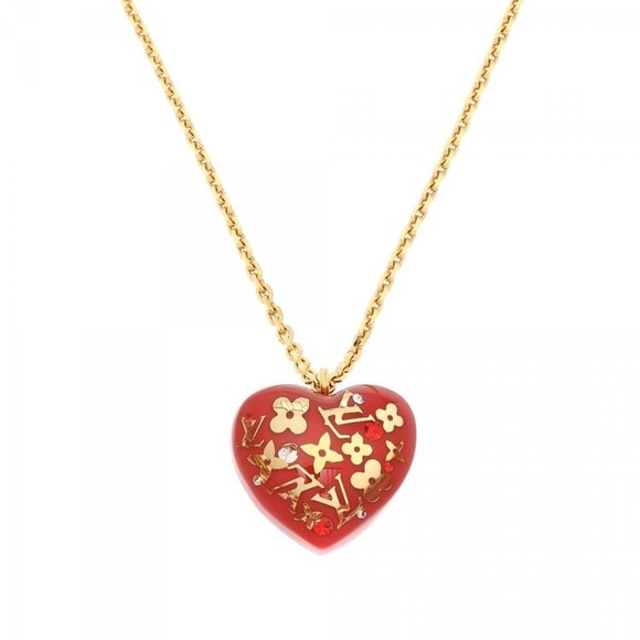 💕💯 Auth LV Red Heart Inclusion Necklace💕 - Picture 2 of 8